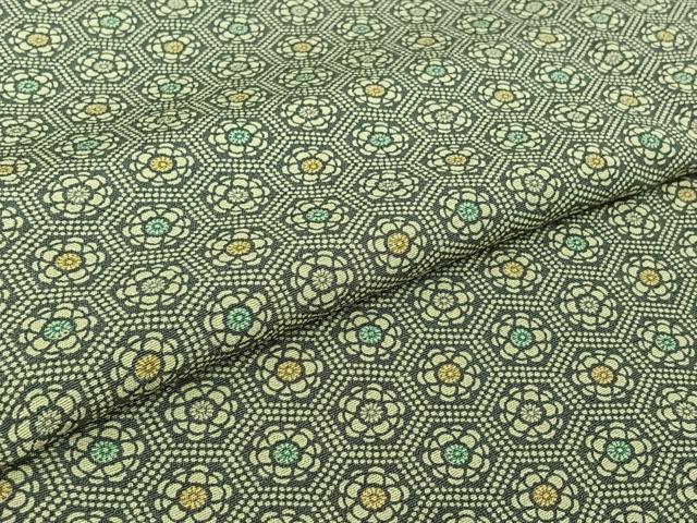 平和屋着物▽上質な小紋 単衣 亀甲花文 正絹 逸品 AABJ9632jh