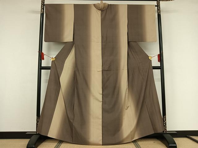 平和屋着物▽お召 単衣 間道 正絹 逸品 AABJ9637jh