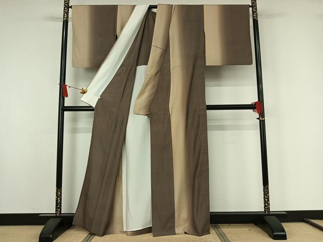 平和屋着物▽お召 単衣 間道 正絹 逸品 AABJ9637jh