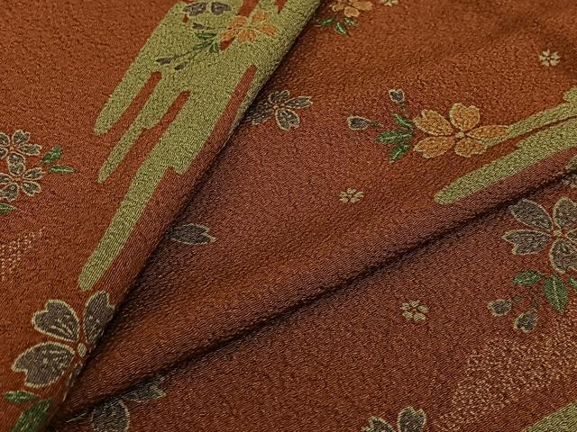 平和屋着物▽小紋 単衣 舞花文 洗える着物 AABJ9638jh
