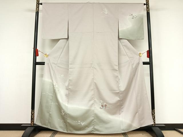 平和屋着物▽訪問着 単衣 草花文 暈し染め 洗える着物 AABJ9639jh