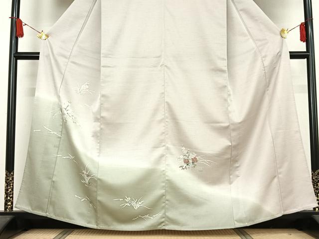 平和屋着物▽訪問着 単衣 草花文 暈し染め 洗える着物 AABJ9639jh