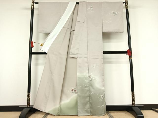 平和屋着物▽訪問着 単衣 草花文 暈し染め 洗える着物 AABJ9639jh