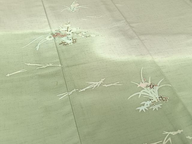 平和屋着物▽訪問着 単衣 草花文 暈し染め 洗える着物 AABJ9639jh