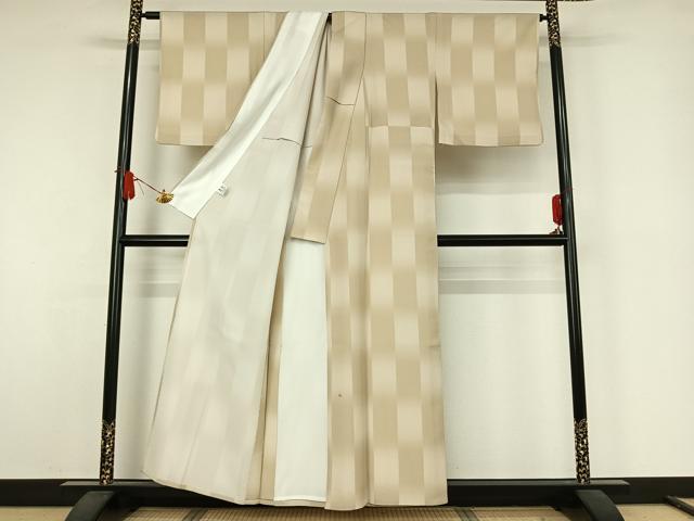 平和屋着物▽小紋 単衣 市松文様 暈し染め 洗える着物 AABJ9642jh
