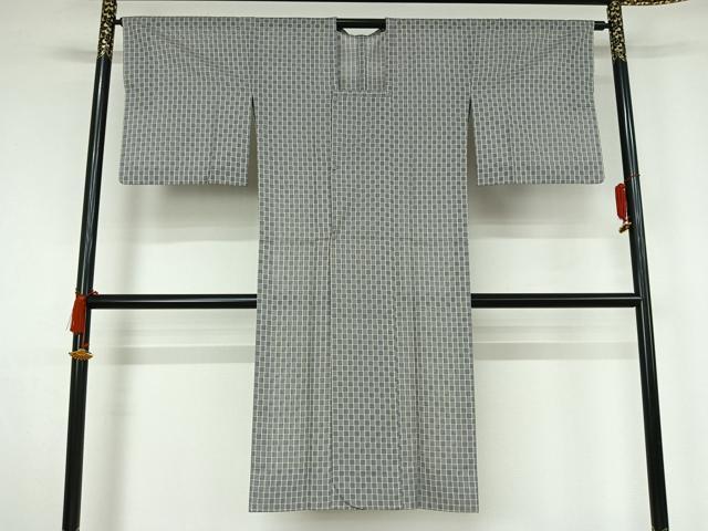 平和屋着物▽道行コート スリーシーズン 春夏秋 塵除け 市松格子 ロング丈 正絹 逸品 AABJ9657jh