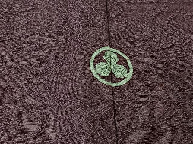 平和屋着物▽上質な色無地 単衣 流水花地紋 二藍色 正絹 逸品 AABJ9665jh