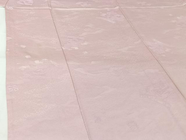 平和屋着物▽上質な色無地 単衣 風景地紋 淡紅藤色 正絹 逸品 AABJ9667jh