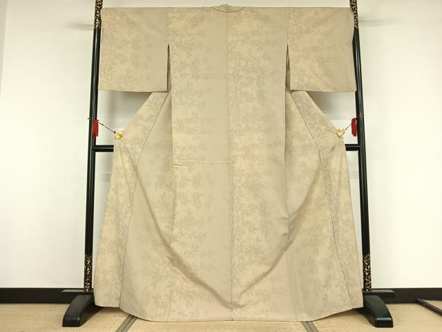 平和屋着物▽本塩沢 単衣 草花文 正絹 逸品 AABJ9670jh