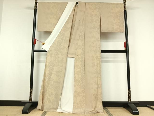 平和屋着物▽本塩沢 単衣 草花文 正絹 逸品 AABJ9670jh
