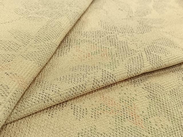 平和屋着物▽本塩沢 単衣 草花文 正絹 逸品 AABJ9670jh