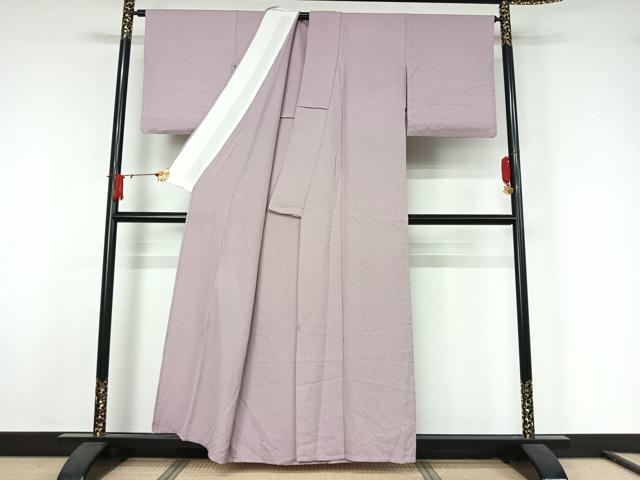 平和屋着物▽上質な色無地 単衣 藤色 正絹 逸品 AABJ9673jh