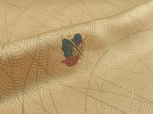 平和屋着物▽訪問着 単衣 刺繍 舞蝶文 正絹 逸品 AABJ9676jh