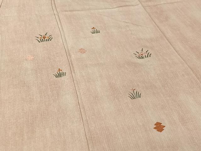 平和屋着物▽訪問着 単衣 総刺繍 松皮菱花文 正絹 逸品 AABJ9680jh