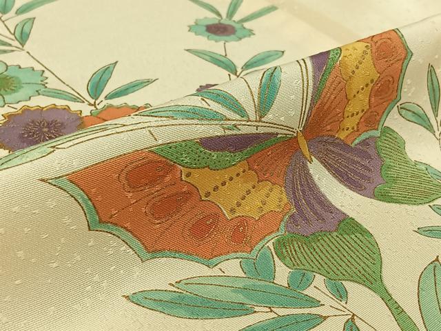 平和屋着物▽上質な小紋 単衣 花蝶文 金彩 正絹 逸品 AABJ9682jh