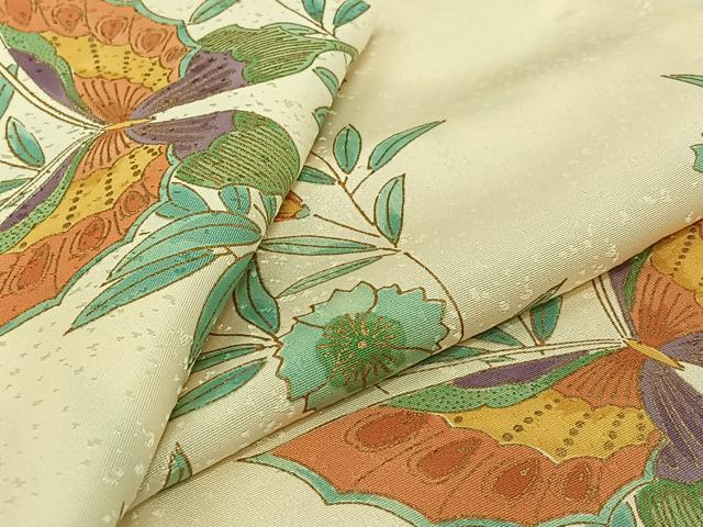 平和屋着物▽上質な小紋 単衣 花蝶文 金彩 正絹 逸品 AABJ9682jh