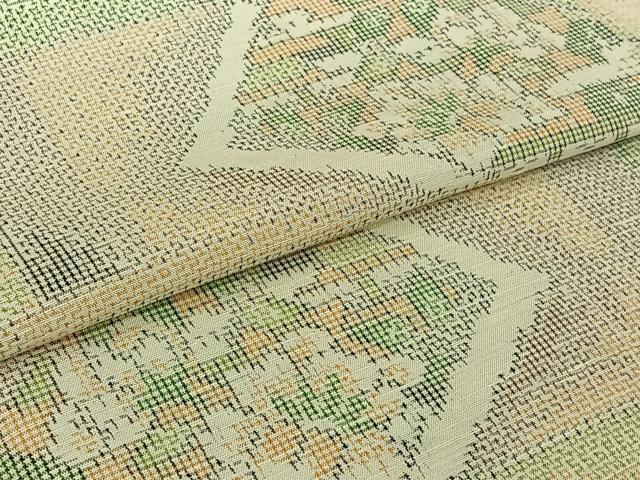 平和屋着物▽上質な紬 単衣 色紙重ね花文 正絹 逸品 AABJ9683jh