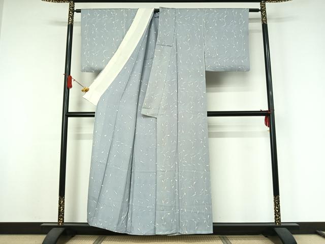 平和屋着物▽上質な小紋 単衣 草花文 正絹 逸品 AABJ9686jh