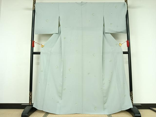 平和屋着物▽上質な小紋 単衣 草花文 金彩 正絹 逸品 AABJ9687jh