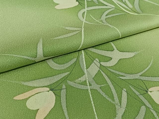 平和屋着物▽上質な小紋 単衣 草花文 暈し染め 正絹 逸品 AABJ9694jh