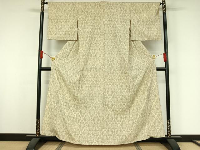 平和屋着物▽お召 単衣 花菱文 正絹 逸品 AABJ9696jh