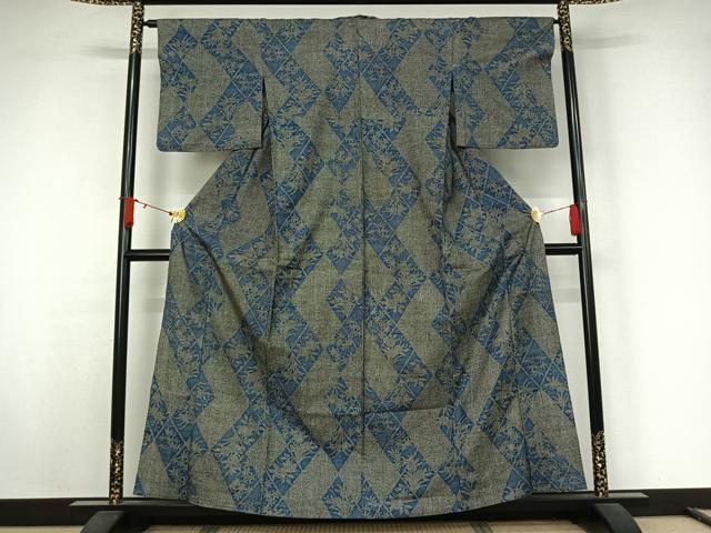 平和屋着物▽小紋 単衣 草花文 AABJ9703jh