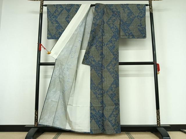 平和屋着物▽小紋 単衣 草花文 AABJ9703jh