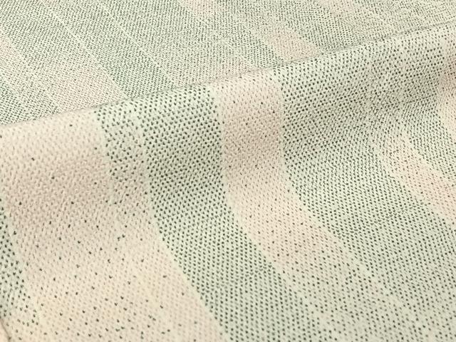平和屋着物▽本塩沢 単衣 縞 正絹 逸品 AABJ9704jh