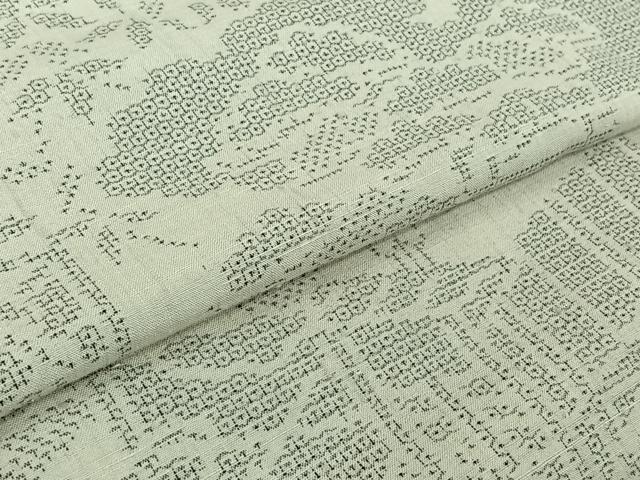 平和屋着物▽結城紬 単衣 100亀甲 流水風景文 正絹 逸品 AABJ9711jh