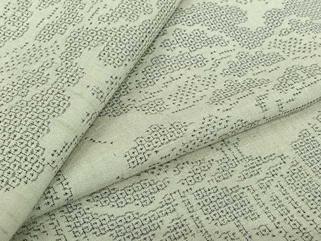 平和屋着物▽結城紬 単衣 100亀甲 流水風景文 正絹 逸品 AABJ9711jh