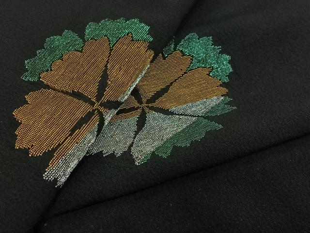 平和屋着物▽羽織 スリーシーズン 春夏秋 塵除け 刺繍 舞花文 黒地 金銀糸 正絹 逸品 AABJ9728jh
