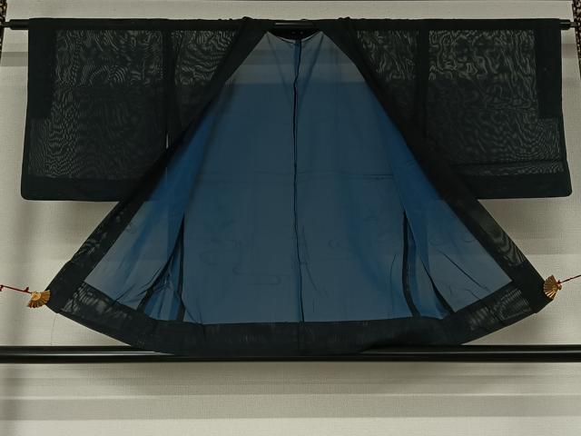平和屋着物▽羽織 スリーシーズン 春夏秋 塵除け 流水花文 黒地 正絹 逸品 AABJ9730jh