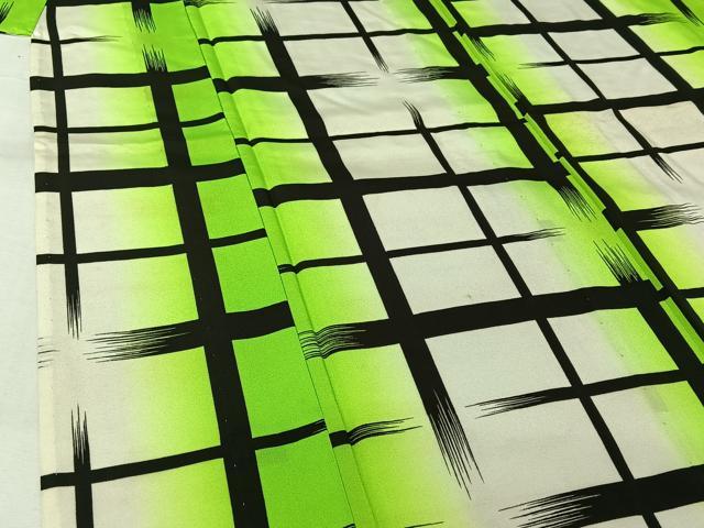 平和屋着物▽小紋 単衣 格子 暈し染め 洗える着物 AABJ9734jh