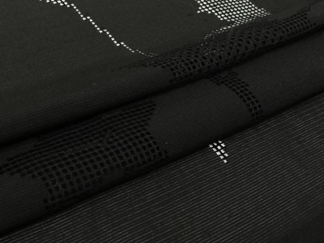 平和屋着物▽羽織 スリーシーズン 春夏秋 塵除け 枝葉文 黒地 正絹 逸品 AABJ9739jh