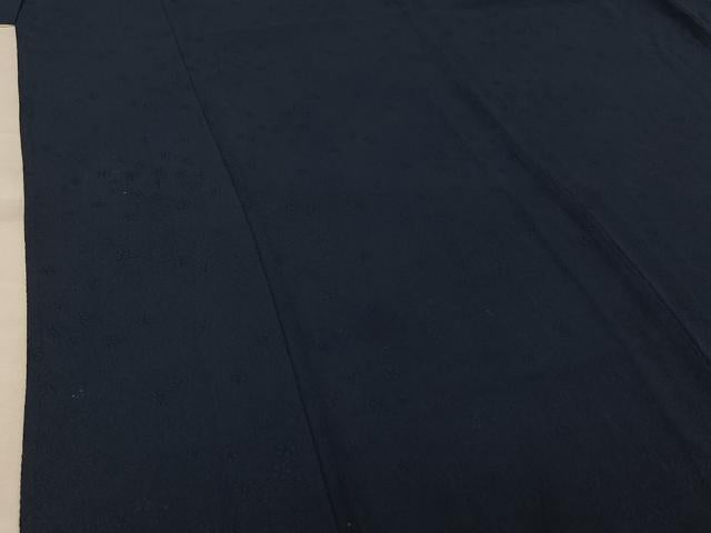 平和屋着物▽大正の浮世絵師 竹久夢二 夢二ロマン 色無地 単衣 舞花地紋 濃紺色 正絹 逸品 AABJ9757jh