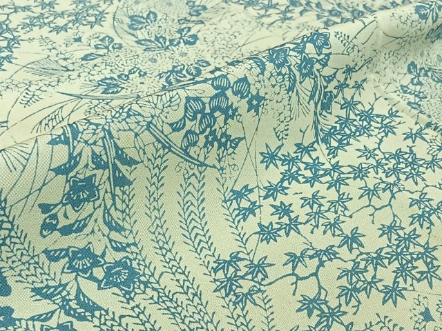 平和屋着物▽上質な小紋 単衣 草花文 正絹 逸品 AABJ9758jh