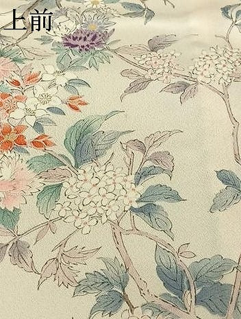 平和屋着物▽上質な小紋 単衣 手描き 枝花文 正絹 逸品 AABJ9762jh
