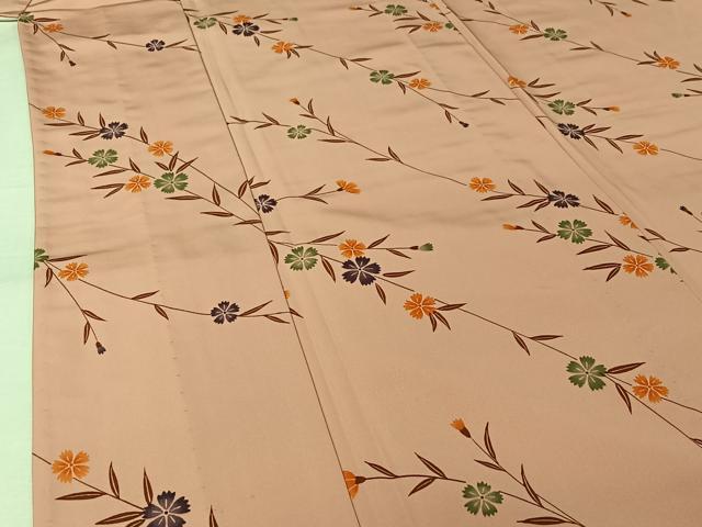 平和屋着物▽小紋 単衣 草花文 洗える着物 AABJ9767jh