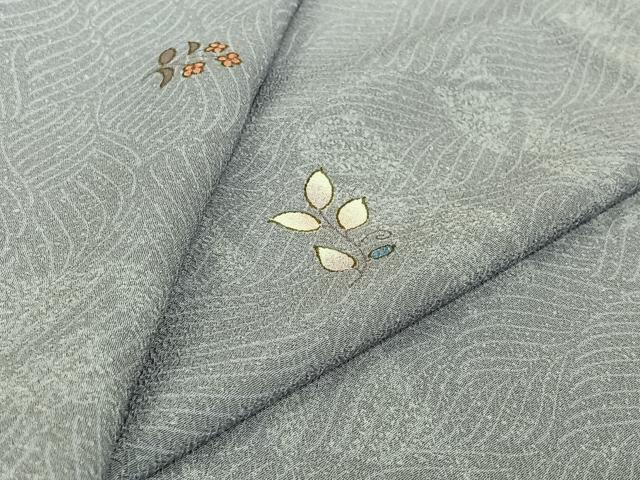 平和屋着物▽小紋 単衣 草花文 洗える着物 AABJ9773jh