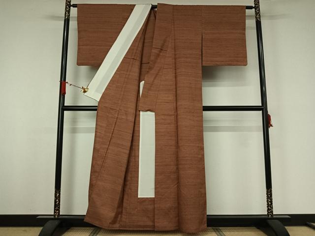 平和屋着物▽上質な紬 単衣 霞文 正絹 逸品 AABJ9776jh