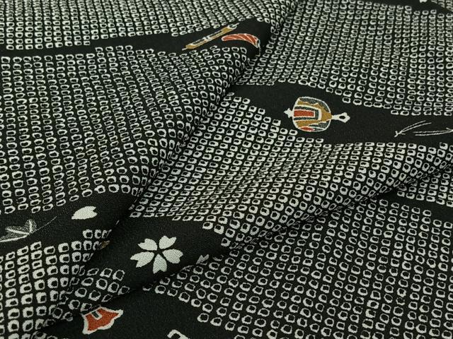 平和屋着物▽小紋 単衣 宝尽くし花文 洗える着物 AABJ9778jh
