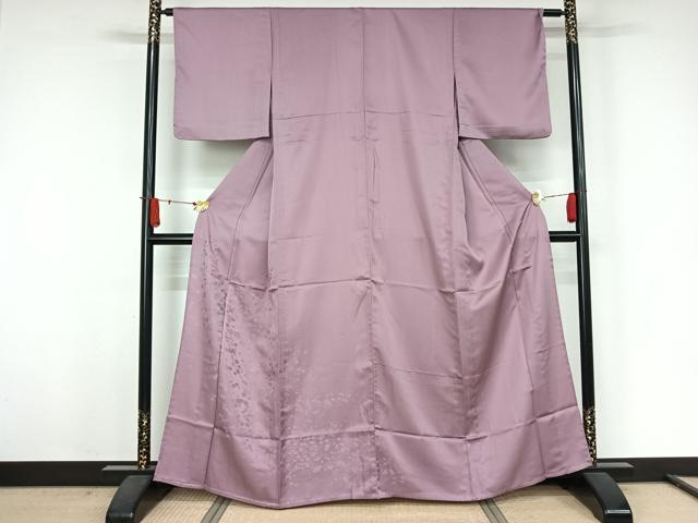 平和屋着物▽無地絵羽訪問着 単衣 枝花地紋 薄葡萄色 さんび謹製 洗える着物 AABJ9779jh