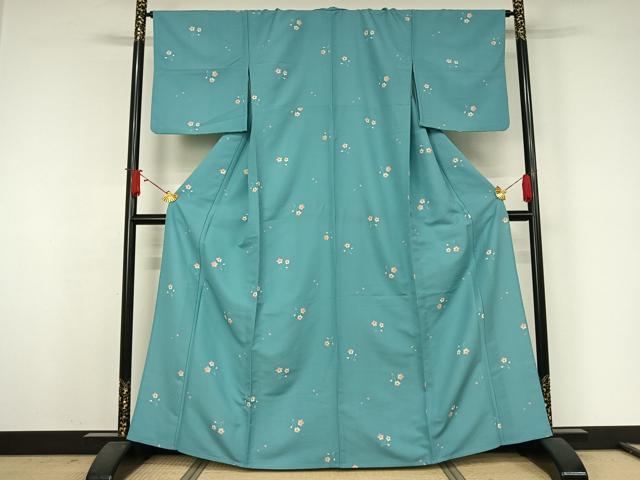 平和屋着物▽小紋 単衣 草花文 洗える着物 AABJ9782jh