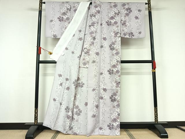 平和屋着物▽小紋 単衣 草花文 洗える着物 AABJ9785jh