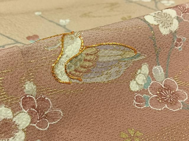 平和屋着物▽訪問着 単衣 駒刺繍 流水鴛鴦花文 暈し染め 金彩 正絹 逸品 AABJ9786jh