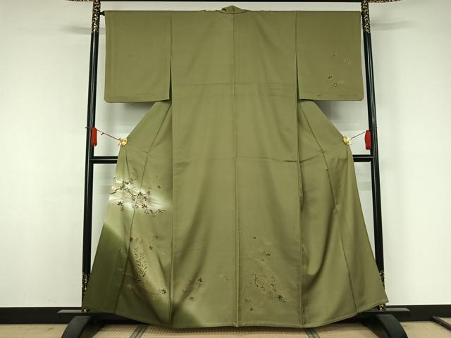 平和屋着物▽訪問着 単衣 立波花文 暈し染め 金銀彩 洗える着物 AABJ9788jh