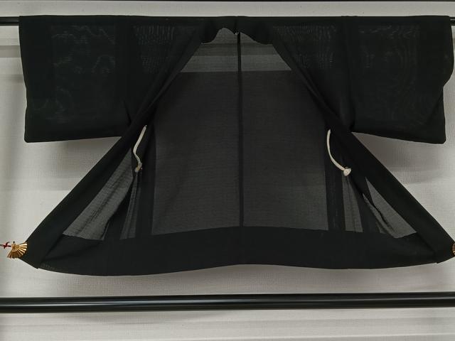 平和屋着物▽羽織 スリーシーズン 春夏秋 塵除け 黒地 正絹 逸品 AABJ9790jh