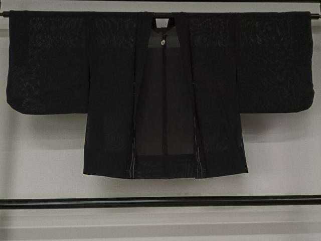 平和屋着物▽男性 黒紋付 羽織 正絹 逸品 AABJ9794jh