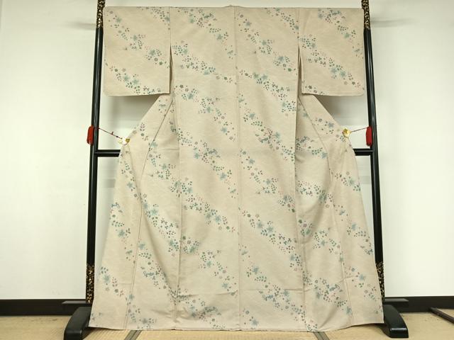 平和屋着物▽小紋 単衣 流水花文 洗える着物 AABJ9801jh