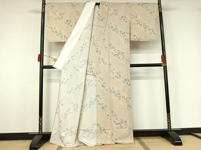 平和屋着物▽小紋 単衣 流水花文 洗える着物 AABJ9801jh